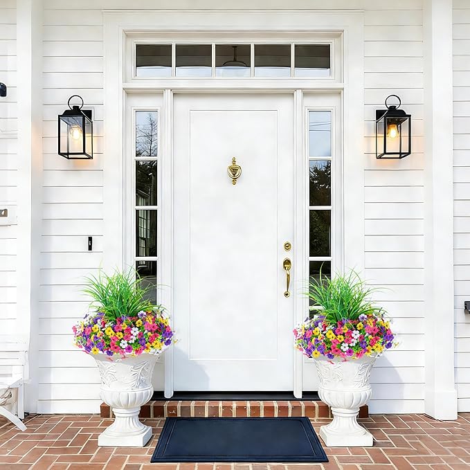 Artificial Flowers for Outdoors, 14 Bundles UV Resistant Fake Flowers Daisy with Greenery Plants,Faux Outdoor Flowers for Spring Summer Decoration, Outdoor Faux Plants Home Window Porch Patio Yard