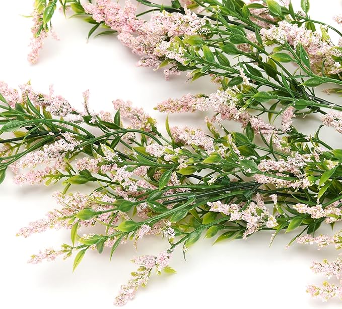 2 Pcs Artificial Lavender Teardrop Rattan, Spring Summer Front Door Hanging Floral Swags for Wall Basket Filler, Garden Home Easter Decoration-28.7in(Pink)