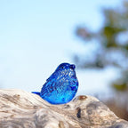 H&D HYALINE & DORA 3" Blue Glass Bird Figurine Miniature Blown Glass Birds Bird Gifts for Bird Lovers Women Men Animals Collectible Figurines for Desk Table Decor(Set of 2)