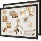 AKTOP 2-Pack Cork Board Bulletin Board with Linen 20" X 30", Large Framed Corkboard for Wall, Hanging Pin Board Picture Board for Home Office Decor, Cute Vision Board with Pushpins (Vintage Black)