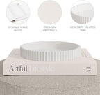 Decorative Concrete Tray & Book Decor Set - Scalloped Tray & Linen Box Enhance Your Coffee Table or Bookshelf Decor - Stylish Home Decoration for Your Living or Dining Room & as a Housewarming Gift