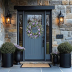 24-Inch Lavender Wreath for Front Door, Purple Hydrangea Wreath with Eucalyptus, Artificial Spring and Summer Floral Wreath for Indoor Outdoor Walls, Windows, and Home Year-Round Display