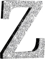 Qunclay 5.7" Silver Crystal Diamond Bling Letters Crushed Diamond Decoration Wooden Glitter Letter with Screw and Hooks Rhinestone Gift for Wedding Y2k Mcbling Bedroom Wall Decor (Letter Z)