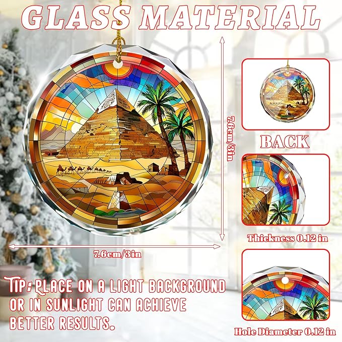 Pyramid Stained Glass Ornament, Christmas Tree Decor, Pyramid Ornaments for Christmas Tree, Holiday Presents, Gift Exchange