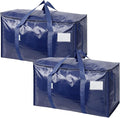 TICONN 2 Pack Extra Large Moving Bags Heavy Duty with Zippers & Carrying Handles, Durable Storage Bags Moving Boxes for Closet Organizers and Storage (2 Pack, Navy)