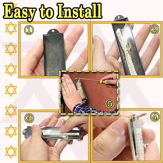 2 Pack Mezuzah with Scroll for Door - Jewish Mezuzah for Door Metal Cases with English and Hebrew Blessing for House Warming Hanukkah Gift (Antique Golds)