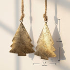 Rustic Iron Wall Accent – Set of 2, Handmade Metal Hanging Décor with Rope for Indoor & Outdoor Use (Golden Chrismas Tree, 5" 3.5)
