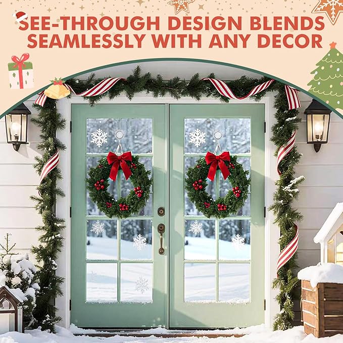 VIS'V Wreath Hanger, Large Twist Lock Suction Cup Wreath Hooks, Heavy Duty, 22 LB Capacity, Removable and Reusable, Round, Clear, 2 Pcs