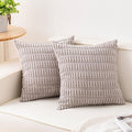 Aegero Pack of 2 Corduroy Decorative Throw Pillow Covers 18x18 Inch Soft Striped Pillow Covers Modern Farmhouse Home Decor for Sofa Living Room Couch Bed（Silver Gray）