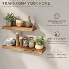 Marsmiles 72 inch Floating Shelves for Wall Elm Wood Live Edge Shelves Wall Mounted|Rustic Long Floating Shelves with Invisible Bracket for Bathroom Living Room Kitchen|Natural, 1 Pack