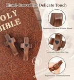 50Pcs Wooden Cross Bulk Worry Cross with Organza Gift Bags Handcrafted Solid Walnut Pocket Cross My Heart Prayer Stress Relief Christian Faith Encouragement Gifts for Church Easter Religious Sharing