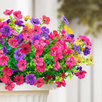 Artificial Fake Flowers Plants for Outdoors Spring Summer Decor,16 Bundles Faux Flowers Plant Silk Daisy UV Resistant for Outside Planters Front Porch Patio Yard Garden Home(Red,Purple,Yellow,Fuchsia)