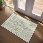 Washable Entry Rug 2x3 Feet, Non-Slip Indoor Entryway Bathroom Kitchen Mat, Vintage Floral Design Rug Perfect for Entryway Décor