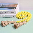 Meplait 39in Wood Bead Garland Farmhouse with Tassels,Versatile Prayer Beads Boho Chic Wall Hanging Home Decor (Yellow