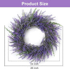 26" Lavender & Eucalyptus Wreath for Front Door - All Season Artificial Wreath for Spring and Summer, Indoor Outdoor Wall, Porch, Window, Rustic Farmhouse Home Decor