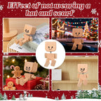 IMOLL Shaking Wooden Man Figurine with 12pcs Magnetic Expressions,Handmade Shaking Feet Wooden Doll,Car Dashboard Desktop Decor Christmas Decor Home&Qffice Decor (with Knit Beanie Hat + Scarf)