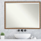 Amanti Art Bronze Wall Mirror 32x42 Antique Bronze Rectangle Bathroom Mirror for Wall Decor Living Room, X-Large Traditional Wood Frame, Hangs Horizonally and Vertically, Bathroom Decor, Beveled Edge