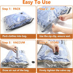 15 Pack Travel Vacuum Storage Bags with USB Electric Pump, Vacuum Seal Bags for Clothing - Space Saver for Clothes, Compression Travel Packing Bags for Luggage and Suitcase.