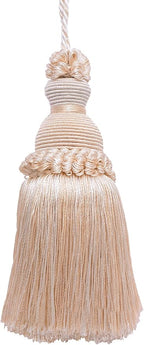 DÉCOPRO Beautiful Hand-Crafted 5" (12.5cm) Key Tassel, 3 1/2" (8.5cm) Loop # IKTJ, Seashell Ivory #5055 (White Ivory, Off White) Set of 2