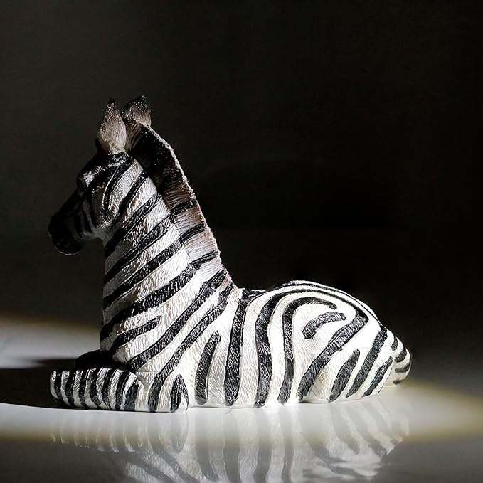 Zebra Table Sculpture - Resin Zebra Figurine - Black, White - African Safari Zebra Collectible for Bedroom, Living Room, Office, Bookshelf, Mantel, Entryway, Foyer, Nursery -5.9inch L x 3.54inch H