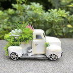 Farmhouse Metal Truck Decor with Artificial Succulents - Rustic Iron Pickup Truck with Removable Faux Succulent Planter for Entryway, Living Room, Coffee Bar Tabletop Decoration