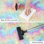 4x4.6 Feet Rainbow Hexagon Rugs for Princess Tent, Ultra Soft Fluffy Hexagon Area Rug for Bedroom, Cute Shag Rugs for Girls Room, Fuzzy Plush Carpet for Kids Room Tent Castle Home Decor