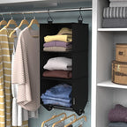 ClosetMaid 3-Shelf Fabric Hanging Closet Organizer with Garment Rod for Shirts, Sweaters, Pants, Hats, Shoes, Purses with Charcoal Black Finish