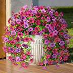 INQCMY 2Pcs Artificial Fake Hanging Flowers for Outdoors UV Resistant Artificial Plants for Spring Summer Decor Look Real Faux Flowers for Outside Home Planter Porch Patio Decor