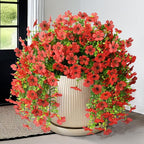 Homsunny Artificial Fake Hanging Flowers Plants for Outdoor Spring Decorations, 2 PCS Faux Daisy Silk Flower Outside No Fade UV Resistant Realistic Home Decor for Porch Patio Window Box (Red
