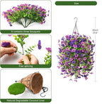 Homsunny Artificial Fake Hanging Plants Flowers Baskets for Outdoor Outside Spring Decor,Faux Silk Daisy UV Resistant Look Real Summer Decorations for Home Porch Patio Yard Garden(Mix Purple