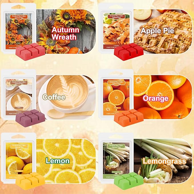 Wax Melts - Natural Ingredients with Intense & Long-Lasting Fragrance, Variety of Scents (Apple Pie, Snickerdoodle, Pumpkin Spice & More) - Perfect for Home, Office, and Gifting