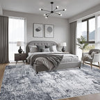 4x4 Area Rug Living Room Rug: Washable Modern Abstract Soft Thin Rug Indoor Floor No Slip Stain Resistant Carpet for Bedroom Dining Room Farmhouse Nursery Home Office - Grey