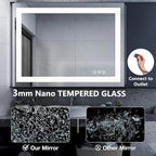 DUMOS 24.1"x36.1" LED Bathroom Mirror, Smart Anti-Fog Bathroom Vanity Mirror with Front Light & Backlit, 3 Color Temperatures, Dimmable, Memory Function