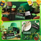 Lineshading 4 Pcs St Patricks Day Table Decor Leprechaun Wooden Stacked Blocks with Lucky Green Truck St. Patrick's Day Tiered Tray Decor Welcome Leprechauns Irish Centerpieces for Home Kitchen