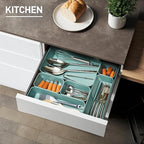 ISSEVE 8Pcs Nesting Silicone Drawer Organizer Trays, 4 Size Versatile Vanity Bathroom & Desk Drawer Organizer Set Storage Bins for Office,Kitchen,Nightstand,Green