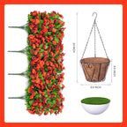 Artificial Flowers with Hanging Basket, Outdoor Faux Plants Silk Morning Glory Vines, Fake Green Arrangement for Garden Patio Spring Summer Decor(Orange Brown)