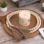 IMIKEYA Wooden Beads Garland: 2PCS Farmhouse Wood Bead Garland for Tiered Tray Farmhouse s Hanging Wood with Tassels Prayer Rustic s for Coffee Table Decor