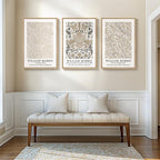 Framed Vintage William Morris Canvas Wall Art Set of 3, Large Neutral Floral Artwork Prints, Botanical Nature Aesthetic Wall Decor for Living Room, Bedroom, Hallway and Office, Total Size 30x60
