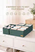 Drawer Organizer Clothes – Set of 6 Foldable Fabric Storage Bins for Dresser & Closet, Strong Structure, Fragrance Sachets Included, Organize Underwear, Socks, Baby Items, Green