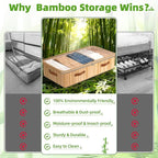 Livole 2 Pack Bamboo Under Bed Storage, 6 inches Underbed Storage Containers, 56L XXL Under Bed Storage Bins with Clear Lid & Label for Clothes, Blankets, Sweater, Shoes