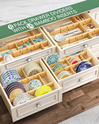 Kitchen Drawer Dividers - Adjustable Drawer Organizer for Clothes, Kitchen, Closet & Office - 8 Pack with Inserts, 13.8-18.8 Inches, Non-Slip Silicone Ends