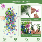Artificial Hanging Flowers for Outdoors, 2 Pcs Fake Hanging Plant Spring Summer Decoration, UV Resistant No Fade Faux Flower for Porch Patio Yard Window Home Decor(Purple Blue)
