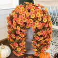 HyeFlora Artificial Fake Fall Hanging Flowers Plants for Outdoor Decor, 2PCS Faux Silk Fall Morning Glory Trailing Vines UV Resistant Look Real for Autumn Home Planter Porch Patio (Orange+Yellow)