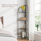 Crofy Foldable 4 Tier Corner Shelf, Metal Corner Plant Stand with Black Frame and Transparent Shelves, Corner Display Rack Multipurpose Shelving Unit for Living Room, Bedroom, Bathroom