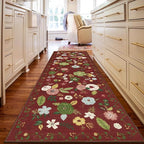 U'Artlines Red Christmas Runner Rug for Hallways,2'6" x 8'Colorful Floral Carpet Soft Non Slip Washable Floor Carpet Runners for Entryway Laundry Room Bathroom (Red)