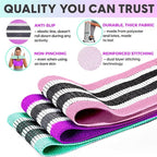 Fabric Resistance Bands for Women & Men – 4 Durable Exercise Bands for Working Out, Non-Slip & Non-Pinching Workout Bands – Multiple Resistance Levels Booty Bands for Legs Butt Glutes Hips Abs & More.