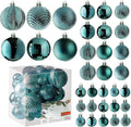 Prextex 36-Pieces Christmas Ornaments Set - Shatterproof, Festive Olive Green Christmas Tree Balls Decorations in 3 Sizes and 6 Styles with Hanging Loops for Tree, Wreath, Dazzling Holiday Party Decor