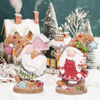 Hodao 2PCS Christmas Gingerbread Man Gnome Decorations - Handmade Swedish Tomte Figurines for Home Decor New Year Gifts (2pcs Brown)