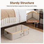 StorageWorks Underbed Storage Containers with Lids, 2-Pack 7" Low Profile Under Bed Storage Box with Bamboo Frame for Clothes, Bedding, Blankets and Shoes, 42L Sturdy Fabric Organizer, Taupe