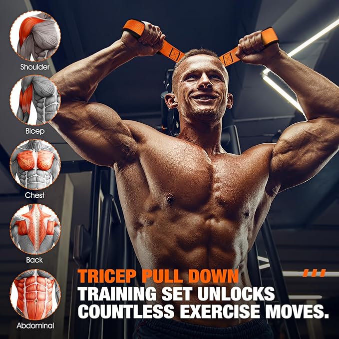 Resistance Bands with Handles, Exercise Bands with Door Anchor for Working Out, Home Gym Workout Equipment for Push Downs, Tricep, Biceps, Arms, Back, Chest, Abs, Shoulder Training